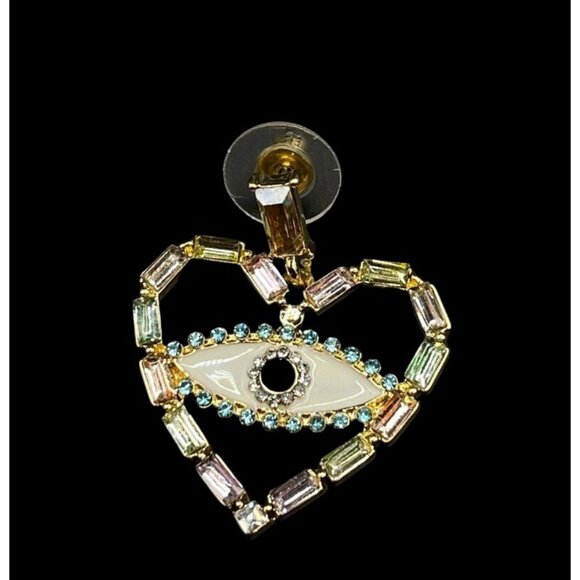 C&C California Heart’s Eye Gold Tone Pastel Gem Earrings - Picture 3 of 5